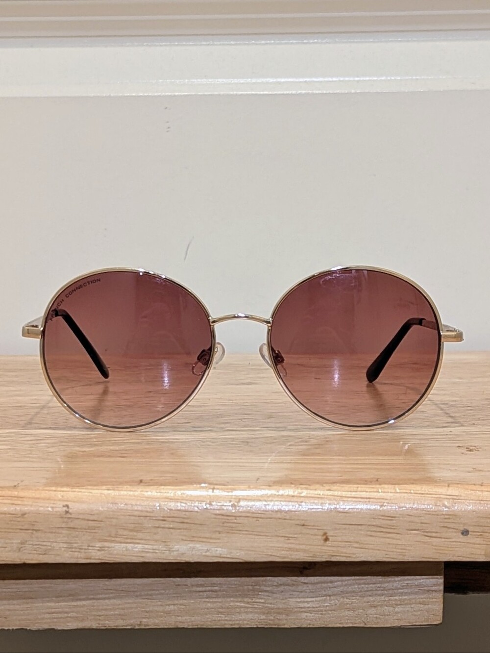 EUC French Connection 150mm Goldtone Frame Aviator Sunglasses